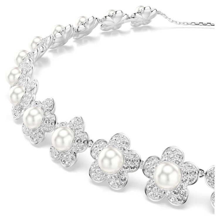 Ariana Grande x Swarovski choker Crystal pearl, Round cut, White, Rhodium plated